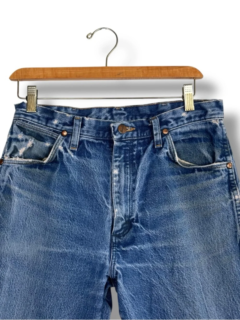 Wrangler Cowboy Cut Denim Jeans 13MWZ 29x30 Distressed 100% Cotton Western